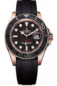 yacht master rubber strap rose gold